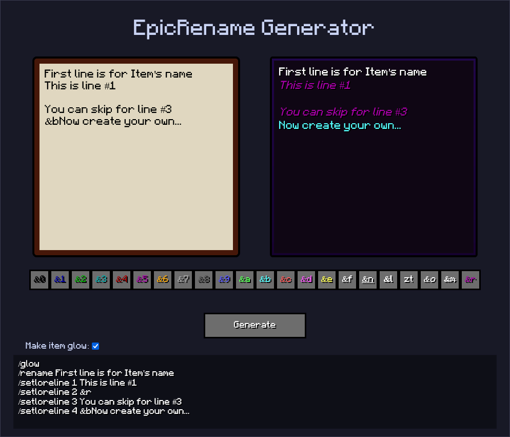 EpicRename Generator preview